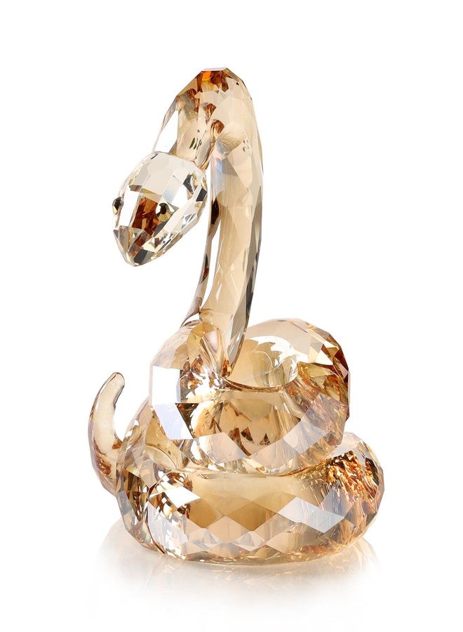 DOJOZ Crystal Coiled Snake Realistic Animal Holiday Collection Table top Ornament Home Decor Collectible Figurines Christmas New Year Gifts (Gold) - Image 1